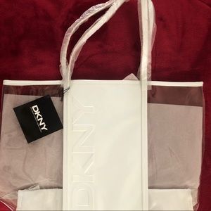 DKNY Clear and white tote, brand new! Never Used!